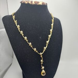 Vintage Avon Briolette Vine Necklace w/ Citrine faux Gem,GC&an Avon Collectible.
